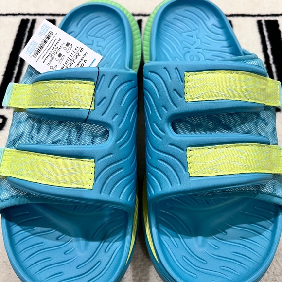 Hoka Ora Luxe Recovery Slides - OCEAN MIST/CITRUS GLOW - Picture 7 of 9